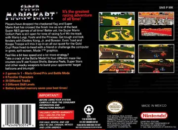Super Mario Kart (USA) box cover back